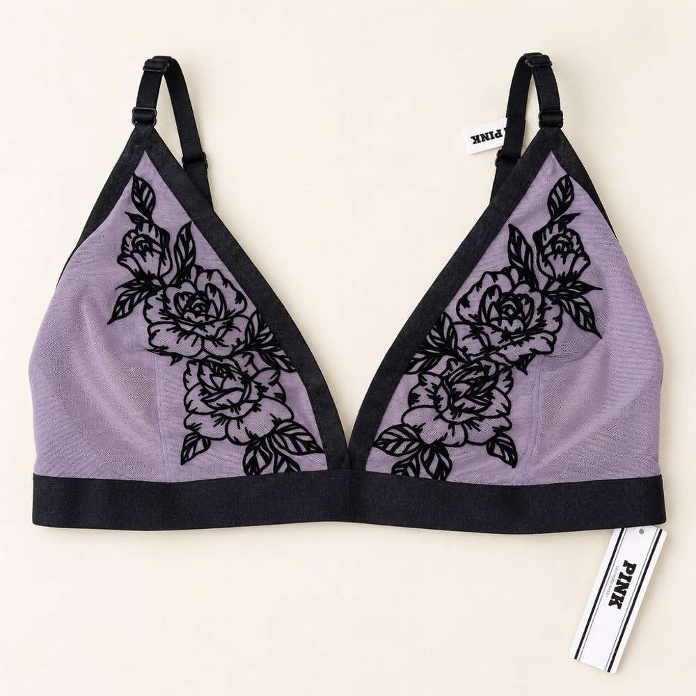 Victoria's Secret PINK Floral Mesh Bralette — L-DD